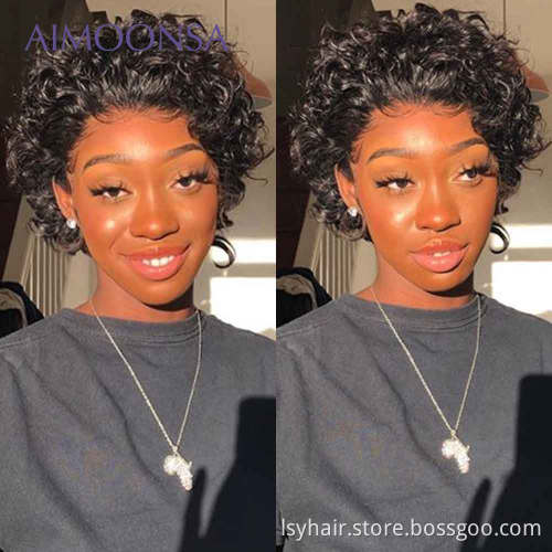 Hot Selling Short Pixie Curly Wig Lace Front Virgin Human Hair Wig For Black Women Pre Plucked With Baby Hair Natural Hair Wigs